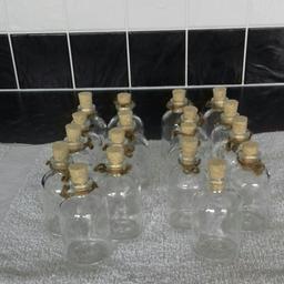 Lotions and Potions. 18 Bottles in total with corks and string ties for tiny labels.
Neck Size 15m opening. Height 75m.
Collection Only. No Delivery.
