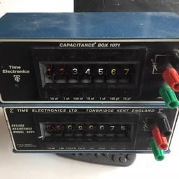 Time Electronics Capacitance Box 1071 and Decade Resistance Box Model 8000. These are joined together.


11aaaandResistance Decade Box Model 8000