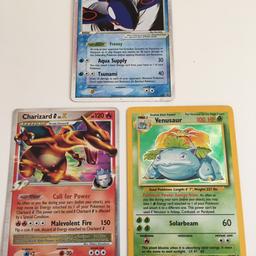3 Pokemon Cards Charizard, Kyogre and Rare Venosaur from Original Base Set Holo 15/102

Charizard and Venosaur good condition the Kyogre has damage on back of card.

£15 collection or £20 posted