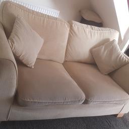 Twi seater beige/cream sofa. We have brought a bigger sofa, so looking to sell this one.
In good condition, just general wear. No tears at all. Comes with 3 cushions.
pick up only, we can't deliver sorry