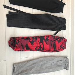 Smart black tie waist trousers(size12/14) -£4
Striped high waisted trousers(size12) -£7
Camo red joggers(sizeM/L) -£7
Topshop grey striped trousers(size12) -£9