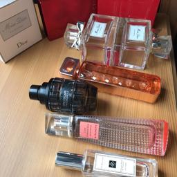 Beautiful perfume bottles , for collectors etc...

Size: various , message me for specific bottle 

Content of photo 

Dior - Cheri 
Joe malone - English peat and Frisia 
Givency - live irresistible 
Boss - boss orange f
Gucci - rush 
Victor and Ralph - spice bomb 

Cleaning out my closet and MUST GO!!

Open to offers
Happy to send for additional £3