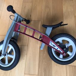 Children’s Balance Bike FirstBIKE - red

This is truly the best balance bike for kids to move straight to cycling a normal bike without stabilisers! 
Needs a good clean and has some white marks but mechanically is in excellent conditions as you would expect from a German product.

Plenty of life still in it as gently used!