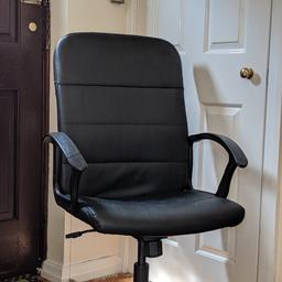 Perfect condition, raise and tilt leather office chair. really comfy, still has great cusioning left in the seat and back.