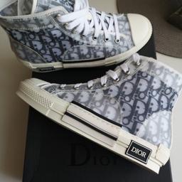 Sneakers alta B23 in tessuto tecnico Dior oblique. Bianca numero 38. Completa di scatola