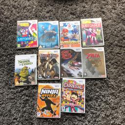 Wii games first photo £2 each second photo £3 as the second photo they still wrapped up never been opened will not post no saves so don’t ask collect only