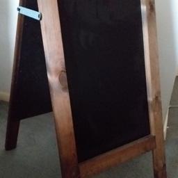 Nearly new condition.
 Brilliant for all types of eye catching notices. blackboard on both sides.
Height 81cm x Width 41cm
writing space 32cm x 53cm.