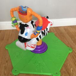 In excellent condition fully working with sounds used for baby’s who can sit up by themselves it bounces and also spins