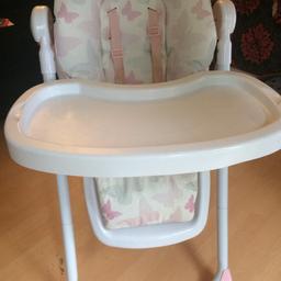 Pink and white in colour. In good condition.
4 height settings.
With tray and try insert 
Collection West Drayton 
£10.00
