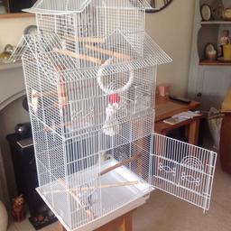 White nearly new all the fittings food and grit. £40 .oo o n o. Lots of extras. 42 X 21 ideal for two budgies.