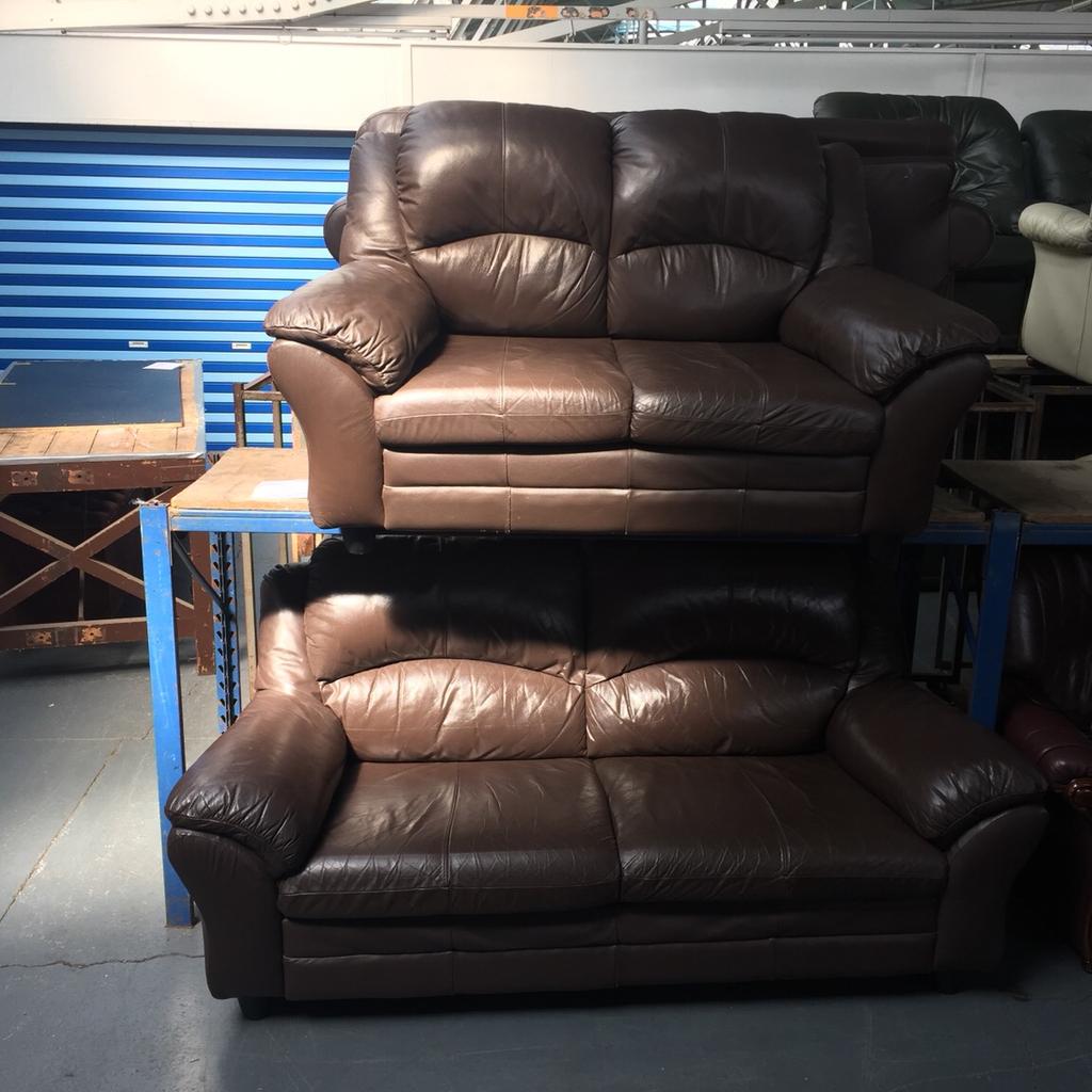 Brown leather suite in DY5 Dudley for £130.00 for sale Shpock