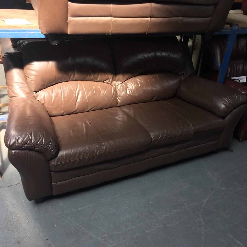 Brown leather suite in DY5 Dudley for £130.00 for sale Shpock