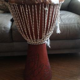 Lovely hand crafted drum. Skin 32cm diameter. 62.5cm height. Great condition. Great skin.