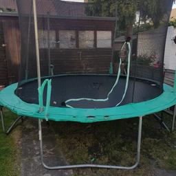 if you are good at sowing, the 3 hooks will need to be sown back on, if not than it just needs a need bounce mat and it's good to go
trampoline put in shed every year, so in good condition