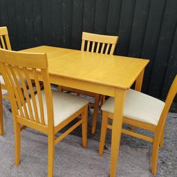 Extending Dining Table & 4 Chairs
Overall good used condition, few marks
120cm L
160cm Extended L
80cm W
75cm H
Can deliver at buyers cost using a local trusted courier, please provide your postcode to get a quote!