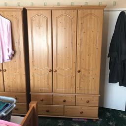 3 door wardrobe with 5 drawers. Excellent condition. Selling only due to downsizing. This is not a flat pack and can be dismantled into 2 parts. Collection only from DA4.