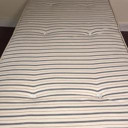We have a ex showroom clearance mattress to offer.This is a firm mattress consisting of srings, layers of polyester and a top layer of memory foam.It is then finished in a striped material and matching border. Dont miss out on this bargain we only have the one at this price.
WAS £60 NOW £30
We offer a local delivery service (ossett,Wakefield and surounding areas ) at a small cost depending on milage.
If you require any further information please contact us we are happy to help.
Tel  07396256626