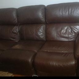 brown leather 3 seater reclining sofa good used condition collection wr2 area