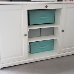 we are selling a quite used Ikea white sideboard. Many marks here and there but it is in quite
good condition.
145 cm x 48 cm (height 87 cm)
To dismantle and pick up only NO DELIVERY