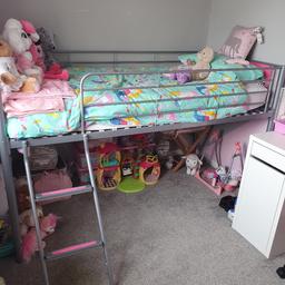 girls mid sleeper bed ex condition hardly slept on mattress included if wanted