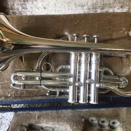 B&H Sovereign round stamp medium bore Cornet in very good condition with case and Denis Wick Mouthpiece