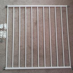 2 x available used in great condition Stair gates. Adjustable with a spanner, they're 68cmx67cm. They fit from 72-78.5cm gaps.

Collection from Coalville

£10 each!

Thanks!