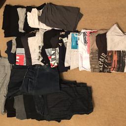 Large men’s bundle. 
Includes a hoodie, tops, jeans and a pair of work trousers.
Tops are medium and large,
Hoodie is large,
Jeans are 32” and 32/34” leg
All in great condition.