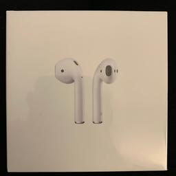 Brand new never opened Apple AirPods , 2 generation with wireless charging case , still sealed in box .