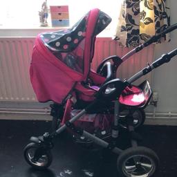 pink pram comes with what you see in pics carry cot and rain cover need gone asap as need the space