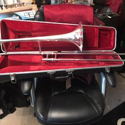 Silverplated Besson Concorde medium bore Bb tenor trombone in good playing condition