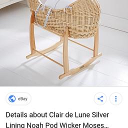 daughter didn't like been in a Moses basket used handful of times. Comes with surround mattress and original mothercare rocking stand

knottingley collection 