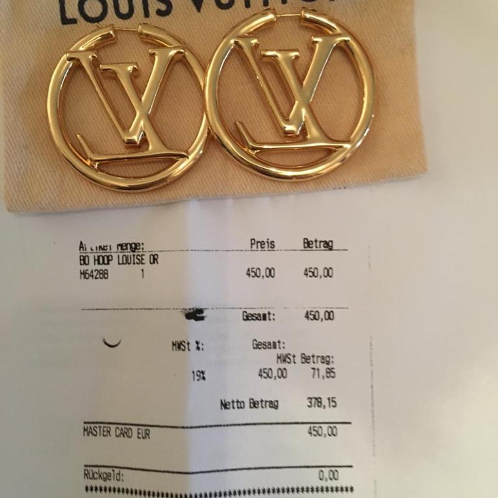Louis Vuitton Louise GM Ohrringe Creolen groß Metall Logo LV gold