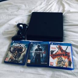 Slim line PlayStation 4 fully working comes with 1 controller and 3 games