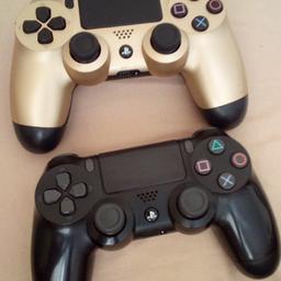 I Am selling 2 controllers as u can see in the pictures I am not selling both at once at least al good offer and I am selling one of  gold and black if you would like to buy the gold one I have one selling so check that out if u would like to buy that separately, and if you would like to buy the black one then purchase this, the controller is in good condition and works perfectly fine I've had no trouble with it it is Bluetooth and work only For PS4
can't deliver only collection
£35offer
thanks