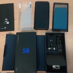 Samsung galaxy S8 in immaculate like brand new, comes with quality tempered glass fitted, spare film and leather protective case. On o2 unsure if works on other networks £200 no offers.