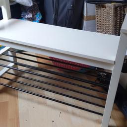 Cream IKEA HEMNES shoe-rack but also a bench. Perfect for porch, hallway or bedroom!
Some wear and tear.