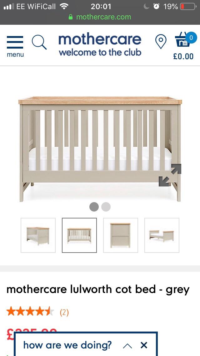 Lulworth cot bedgrey from MotherCare in WS13 Lichfield for £85.00 for