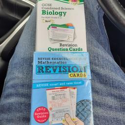 cgp and pearsons revision cards for GCSE...brand new, biology pack has plastic removed but unused, maths pack still wrapped...rrp £6 each, selling at £4 per pack or £7 for both...essential for quick fire revision...no offers as they are cheap enough already...collection only