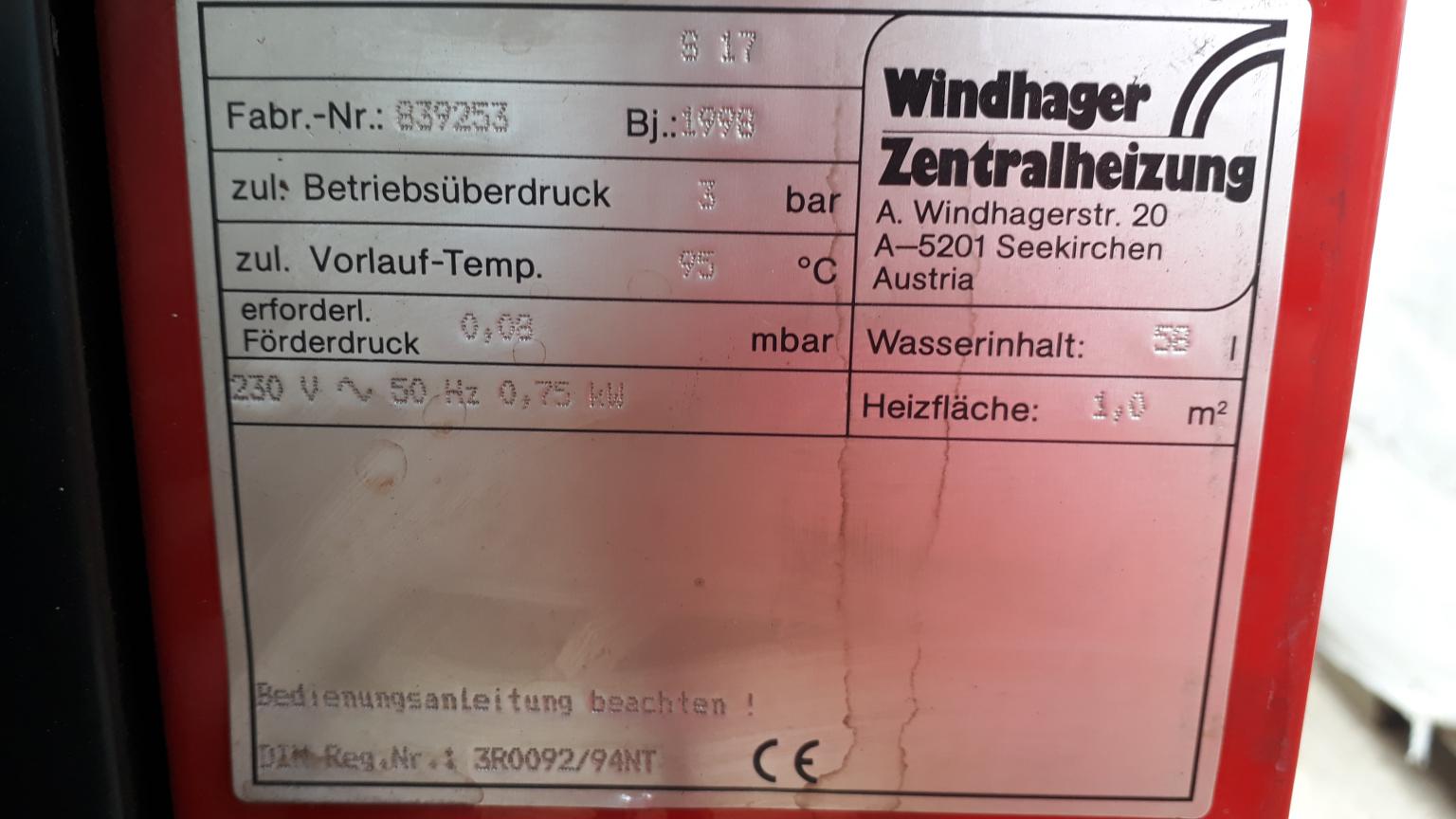 WINDHAGER ZENTRALHEIZUNG OFEN ÖL SRX ÖKOMIX in 9572 DeutschGriffen für