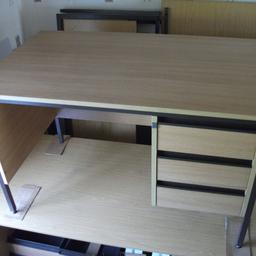 A nice quality office desk measuring width 120cm x depth 75cm x height 72cm. With 3 built in lockable drawers, key included. Ideal for a small office or perhaps student study area. This is not new but is in nice condition. Willing to deliver locally for £5.00 once you have viewed it and paid, Otherwise cash on collection.