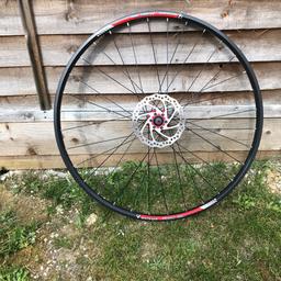 This is a bontrager 29 inch rim had it on an old bike of mine just need to get rid of it 

I can add the tyre if you want 

Anodised red hub looks lovely rolling great condition