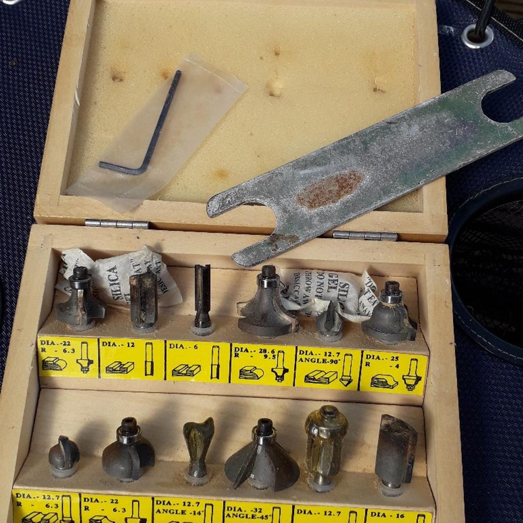 set of 12 router bits in a wooden case in Doncaster for £8.00 for sale