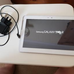 Perfect condition and charger in white surround.

Specification: Type Tablet Product Line Galaxy Tab 2 Display Size 10.1in (25.65 cm) Storage Capacity 16GB Operating System Android Exterior Color White Processor Type Dual Core Processor Speed 1GHz Resolution 1280 x 800 Touch Screen Technology Multi-Touch Rear Camera Resolution 3 megapixel Installed RAM 1GB Expandability. Collection only