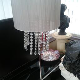 Heavy chrome base with jewelled lampshade Gteat condition