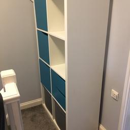 Ikea KALLAX
Shelving unit, white, 77x147 cm with turquoise panels (can easily be removed)
Excellent condition