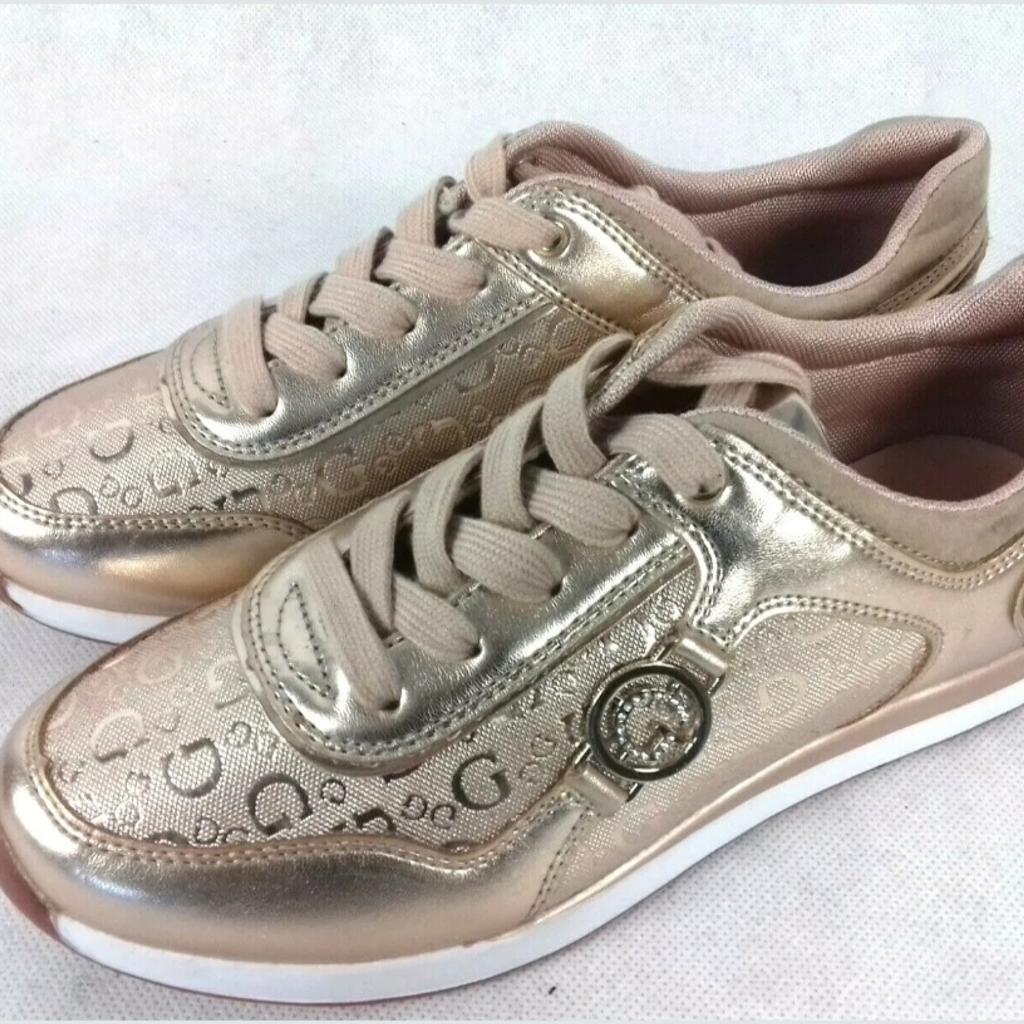 Rose gold guess on sale trainers