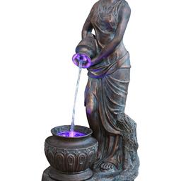 This classy lady liberty water-feature is crafted from 100% poly-resin and is both UV and Frost resistant, making it the perfect addition to your garden, regardless of the time of year. The bronze statue features a lady pouring water from an urn and LED lights light up the water, adding to the beauty of the display.
With no need of an external water supply/reservoir, this water feature ticks all the boxes.
Height: 125cm (49.2 inches) Width: 40cm (15.7 inches) Depth: 50cm (19.7 inches)