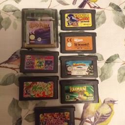 Harry Potter and the philosopher's stone
Sonic the hedgehog genesis
Nemo and the Incredibles
Madagascar
Witch
Winx
Rayman advance
56 games in 1

Buyer pays £4.50 postage

Postage is Royal Mail second class parcel