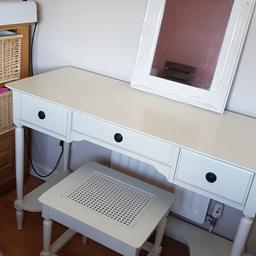 White painted wooden dresses table. Only 2 years old but we no longer have room for it. 

It has a few marks and nail varnish stains on it but structurally is excellent condition.