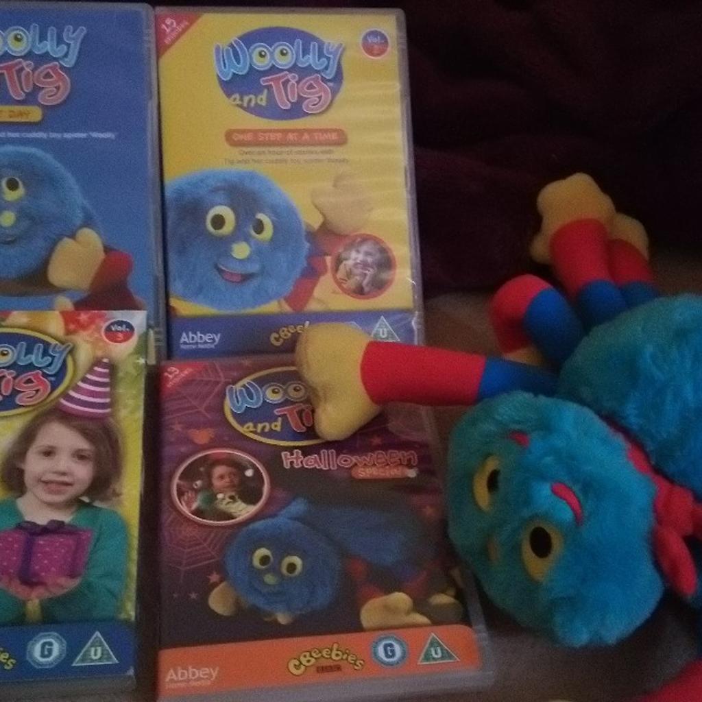 Woolly & Tig Bundle Spider Teddy & Dvds In Wolverhampton For £10.00 For 